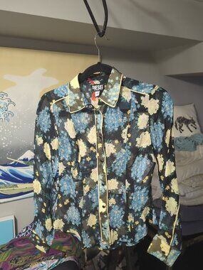 DIESEL LONG SLEEVE SHIRT XXS MULTICOLOR ALL-PATTERN C-GISELLE NEW No Tags Rare